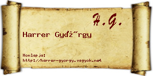 Harrer György névjegykártya